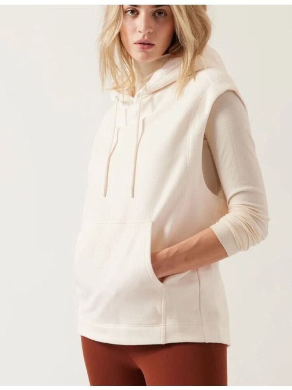 ATHLETA retroplush cocoon sweatshirt hoodie in magnolia white size XL